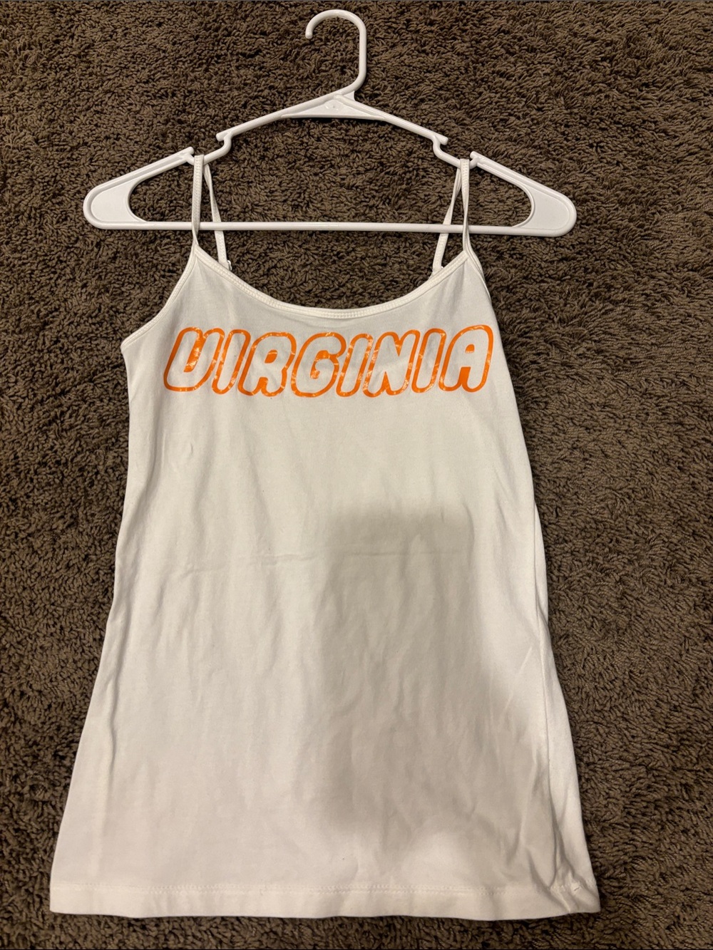 Virginia Orange Print White Spaghetti Strap Tank Top